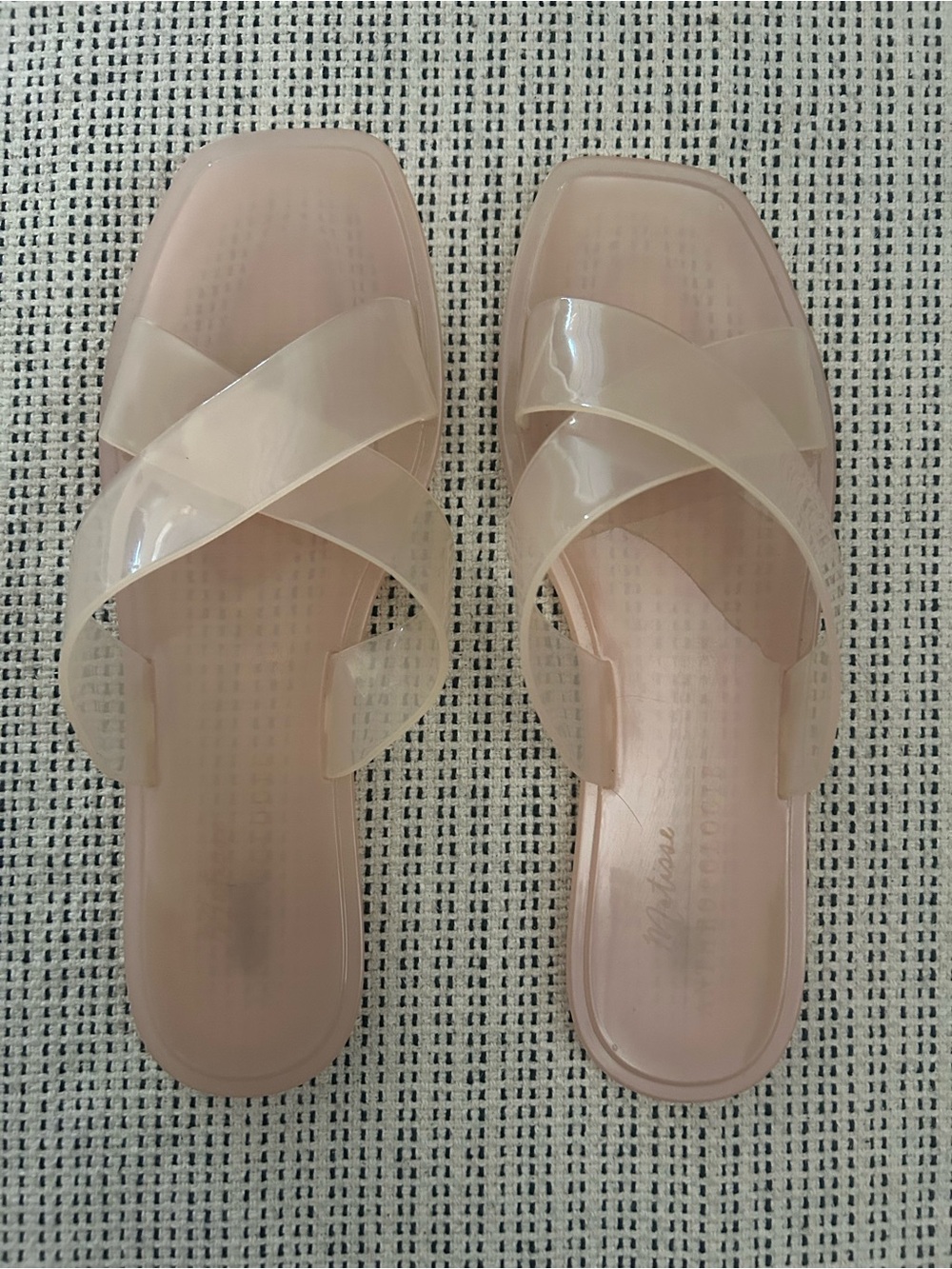 Anthropologie Blush Clear Cross-Strap Slide Sandals - Women